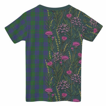 Barclay Family Crest Tartan Kid T-shirt Scottish Thistle Flower Pattern Half Style - Tartan Vibes Clothing