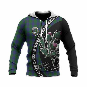 Barclay Family Crest Tartan Knitted Hoodie Alba Thistle Inspired