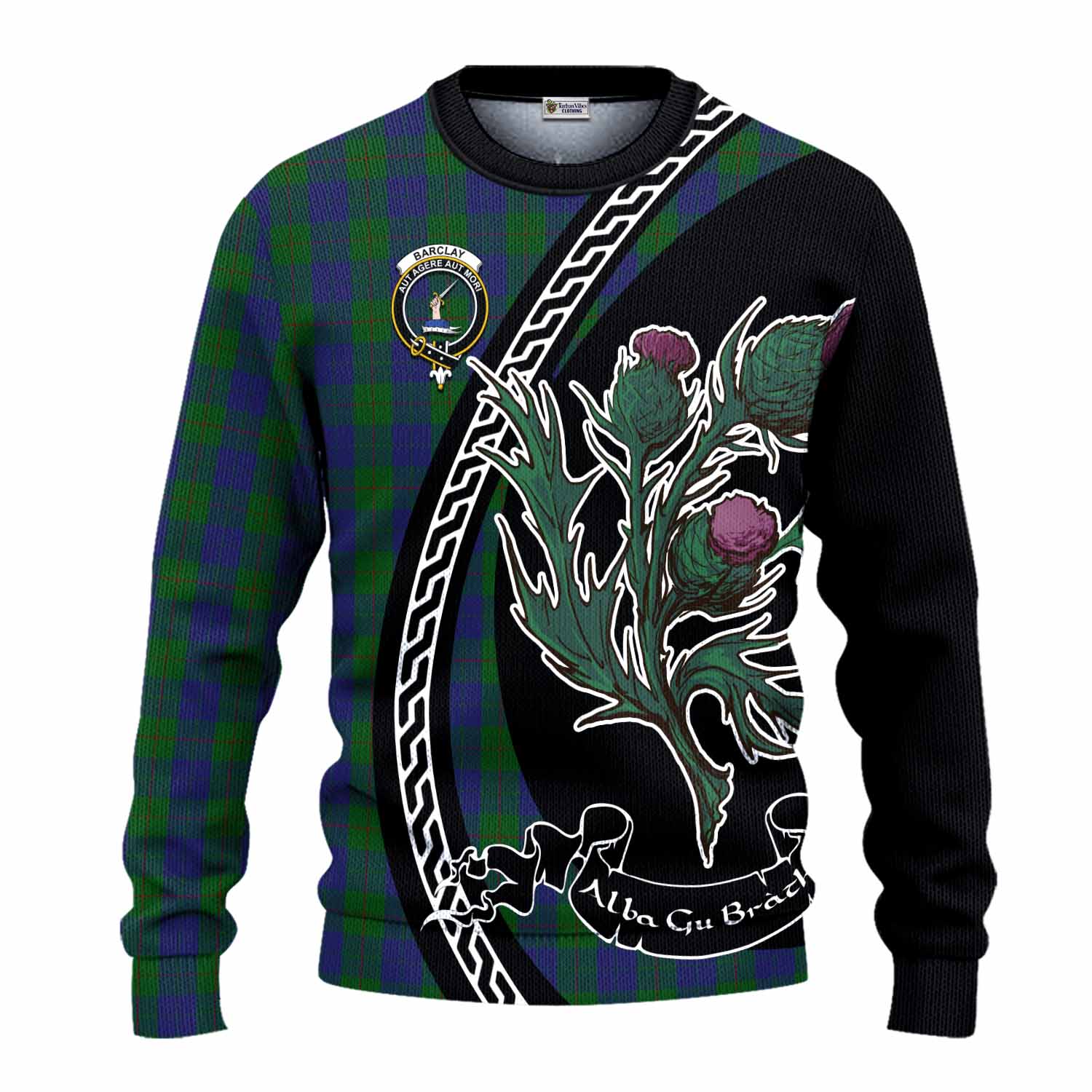 Barclay Family Crest Tartan Knitted Sweater Alba Thistle Inspired - Tartan Vibes Clothing