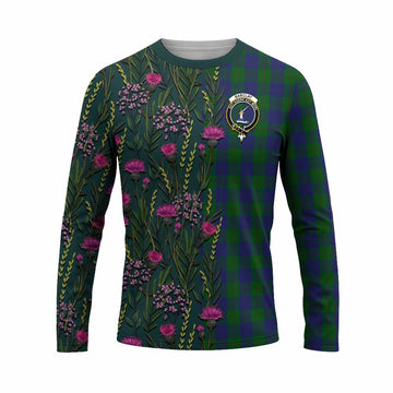 Barclay Family Crest Tartan Long Sleeve T-Shirt Scottish Thistle Flower Pattern Half Style - Tartan Vibes Clothing