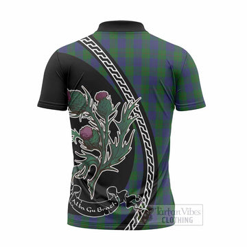 Barclay Family Crest Tartan Zipper Polo Shirt Alba Thistle Inspired