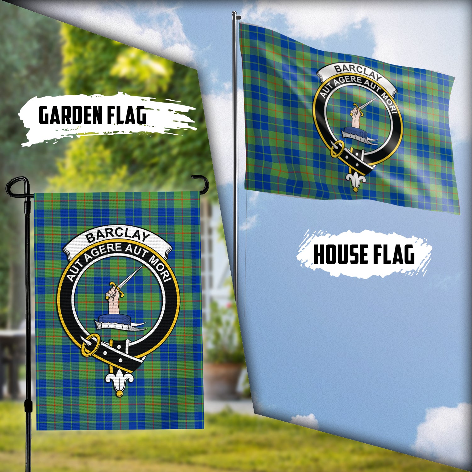 Barclay Hunting Ancient Tartan Flag with Family Crest Garden Flag (Vertical) - Tartanvibesclothing