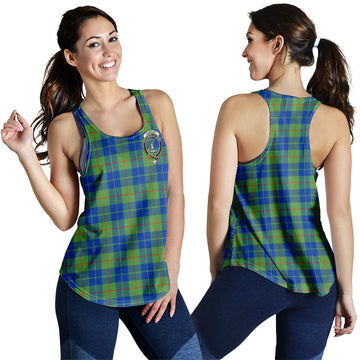 Barclay Hunting Ancient Tartan Women Racerback Tanks with Family Crest
