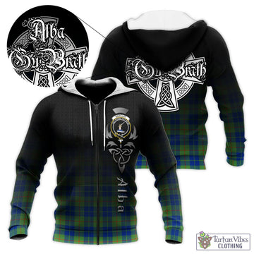 Barclay Hunting Ancient Tartan Knitted Hoodie Featuring Alba Gu Brath Family Crest Celtic Inspired