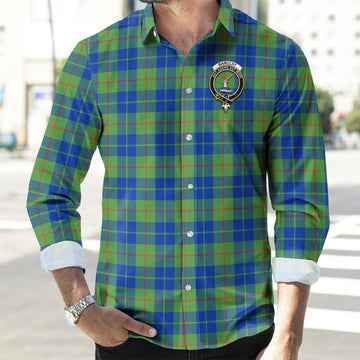 Barclay Hunting Ancient Tartan Long Sleeve Button Up Shirt with Family Crest