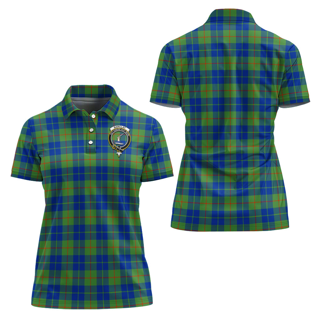 Barclay Hunting Ancient Tartan Polo Shirt with Family Crest For Women Women - Tartanvibesclothing