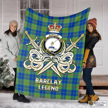 Barclay Hunting Ancient Tartan Blanket with Clan Crest and the Golden Sword of Courageous Legacy