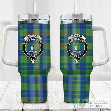 Barclay Hunting Ancient Tartan and Family Crest Tumbler with Handle