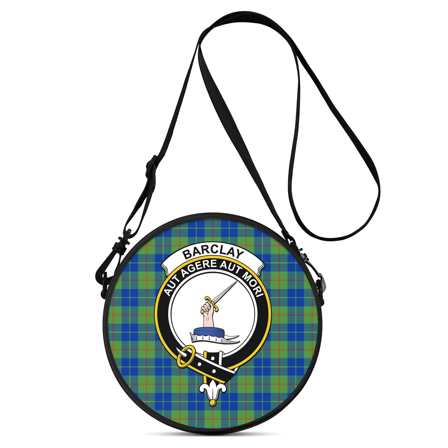 Barclay Hunting Ancient Tartan Round Satchel Bags with Family Crest One Size 9*9*2.7 inch - Tartanvibesclothing