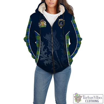 Barclay Hunting Ancient Tartan Sherpa Hoodie with Family Crest and Scottish Thistle Vibes Sport Style