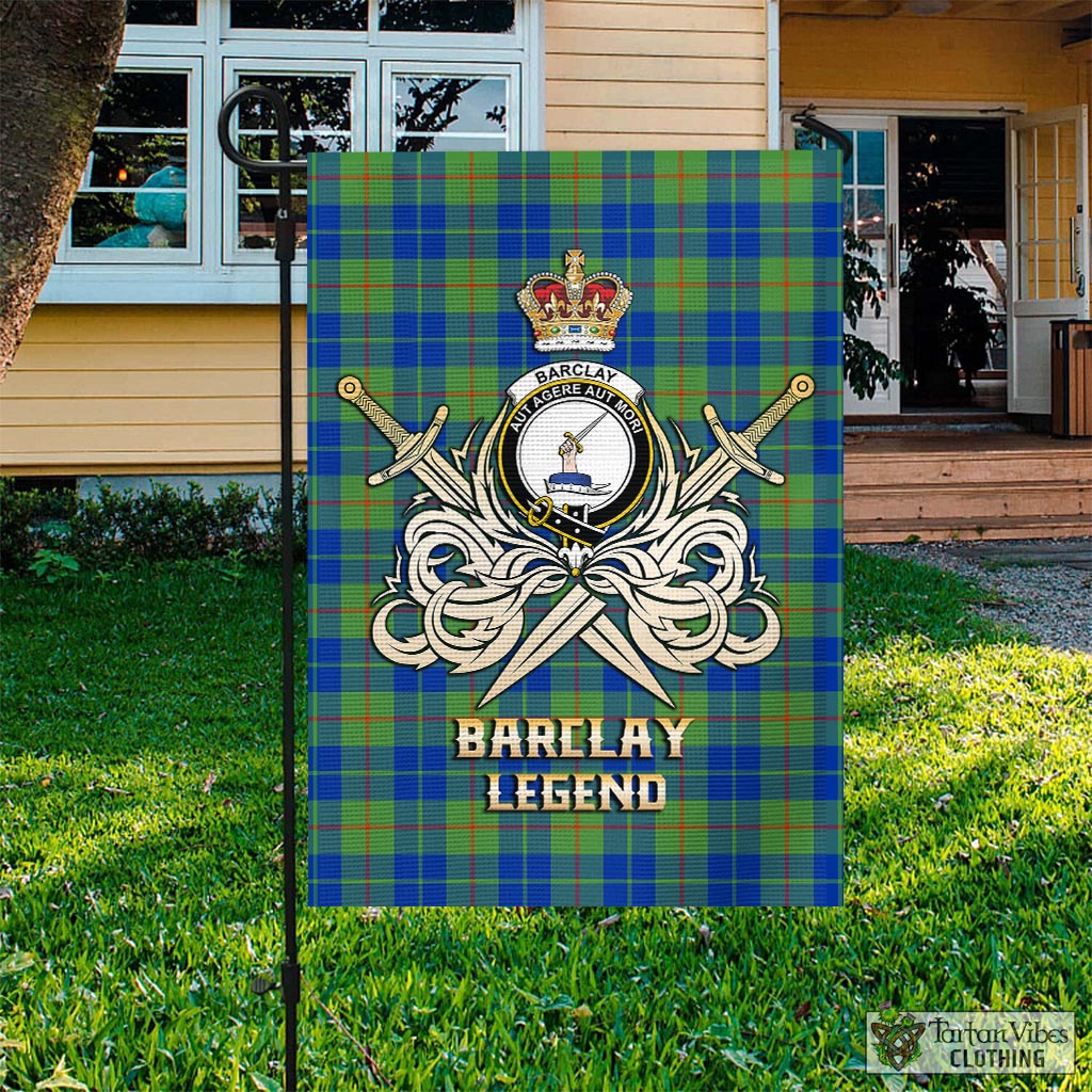 Tartan Vibes Clothing Barclay Hunting Ancient Tartan Flag with Clan Crest and the Golden Sword of Courageous Legacy