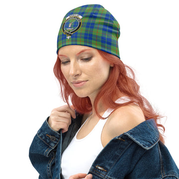 Barclay Hunting Ancient Tartan Beanies Hat with Family Crest