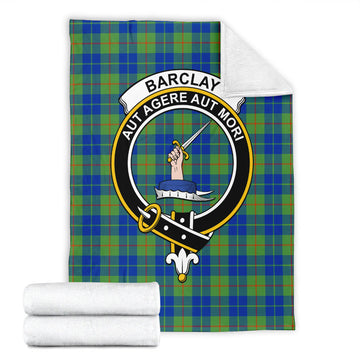 Barclay Hunting Ancient Tartan Blanket with Family Crest