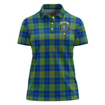 barclay-hunting-ancient-tartan-polo-shirt-with-family-crest-for-women