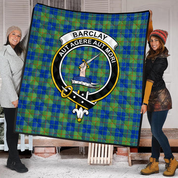Barclay Hunting Ancient Tartan Quilt with Family Crest