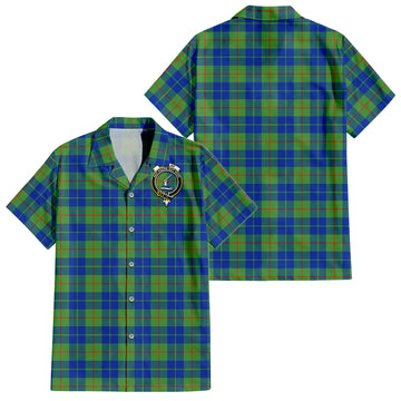 Barclay Hunting Ancient Tartan Short Sleeve Button Down Shirt with Family Crest