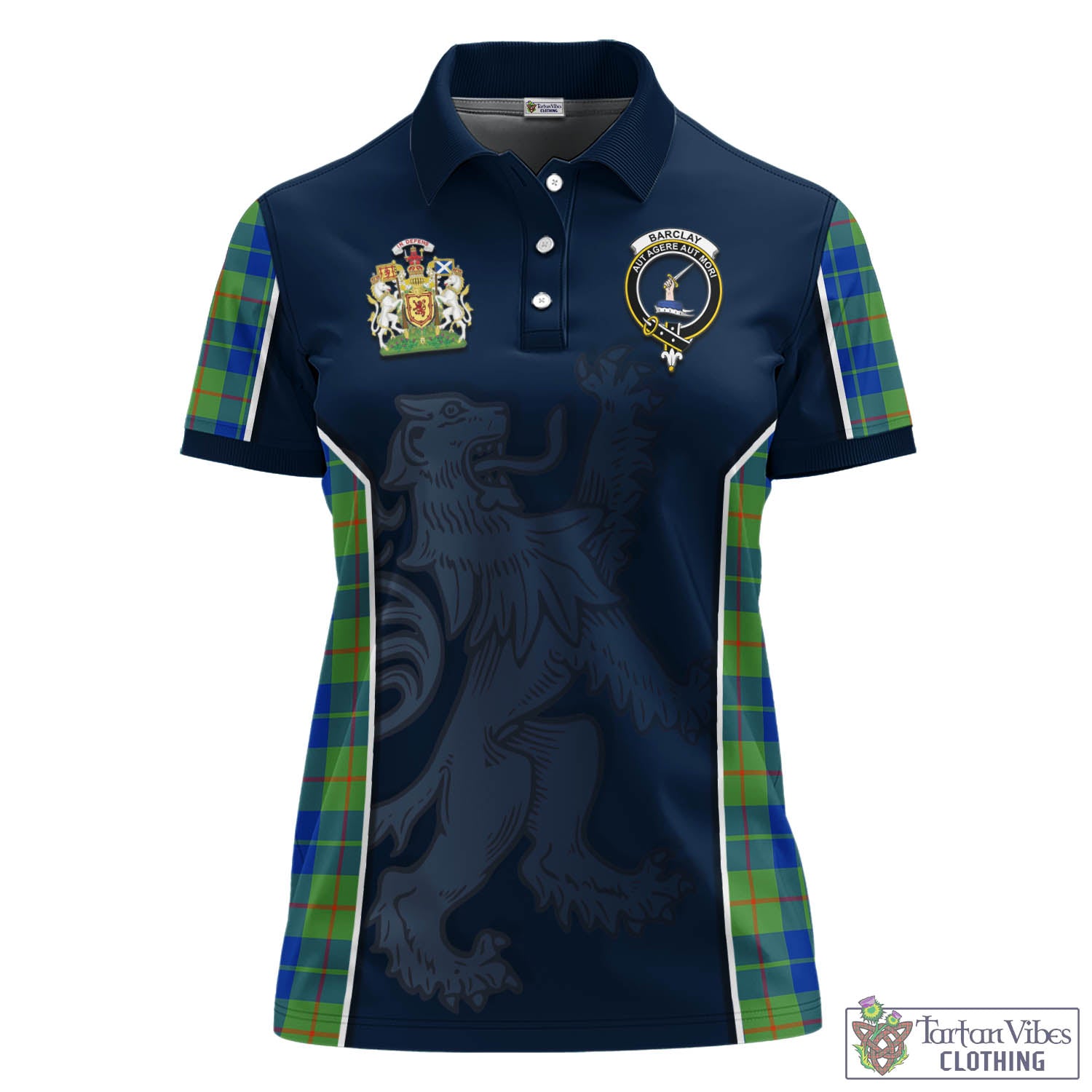 Tartan Vibes Clothing Barclay Hunting Ancient Tartan Women's Polo Shirt with Family Crest and Lion Rampant Vibes Sport Style