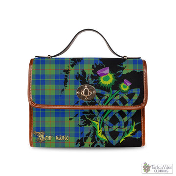 Barclay Hunting Ancient Tartan Waterproof Canvas Bag with Scotland Map and Thistle Celtic Accents