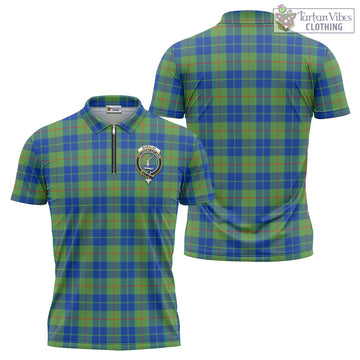 Barclay Hunting Ancient Tartan Zipper Polo Shirt with Family Crest