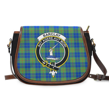 Barclay Hunting Ancient Tartan Saddle Bag with Family Crest