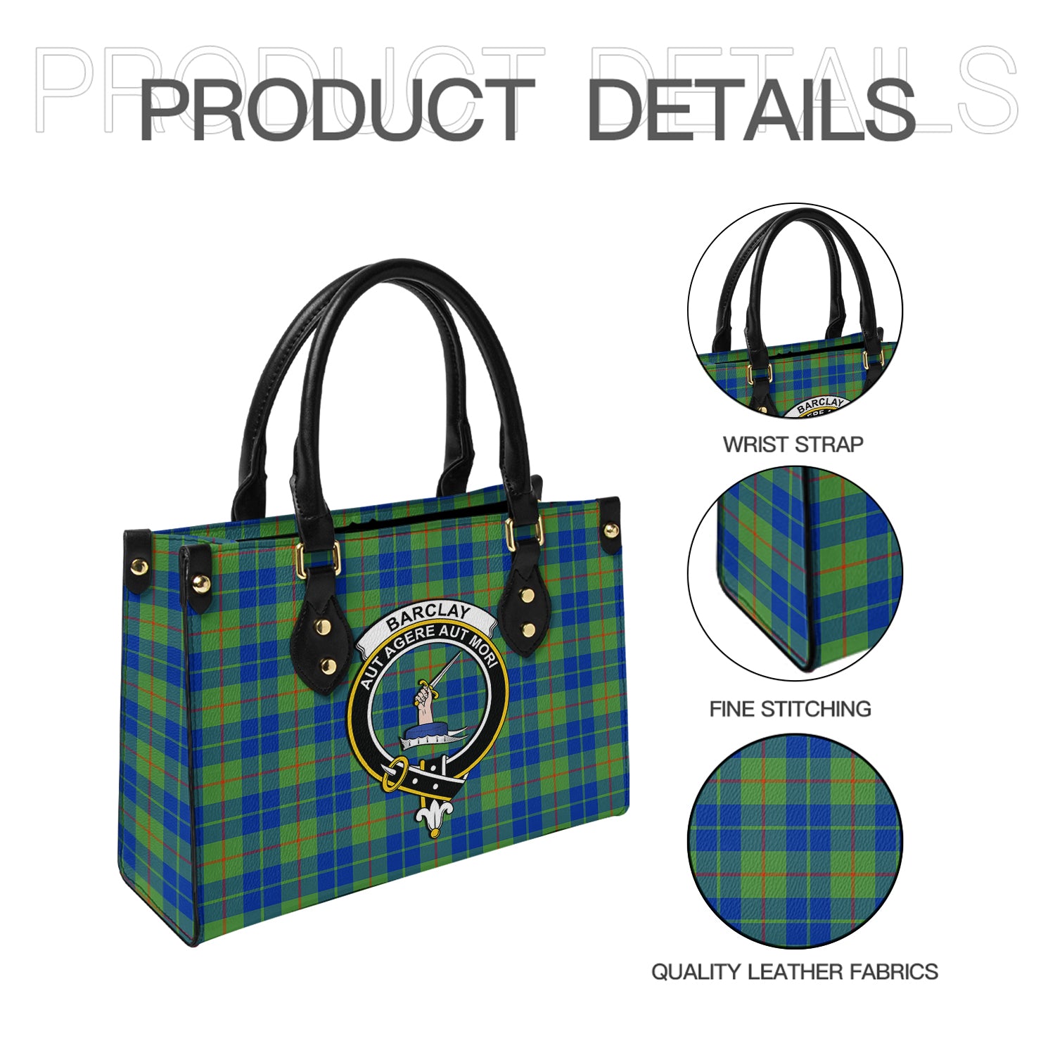 Barclay Hunting Ancient Tartan Leather Bag with Family Crest - Tartanvibesclothing