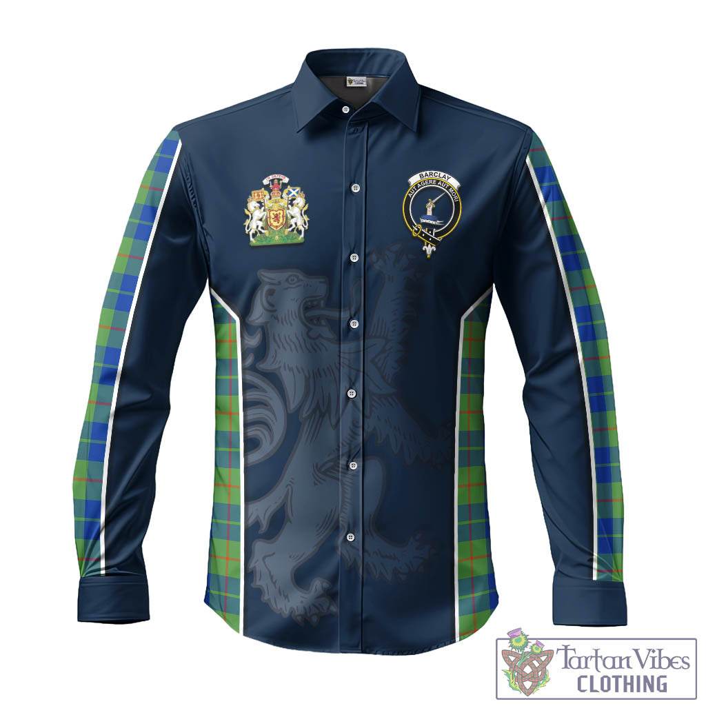 Tartan Vibes Clothing Barclay Hunting Ancient Tartan Long Sleeve Button Up Shirt with Family Crest and Lion Rampant Vibes Sport Style