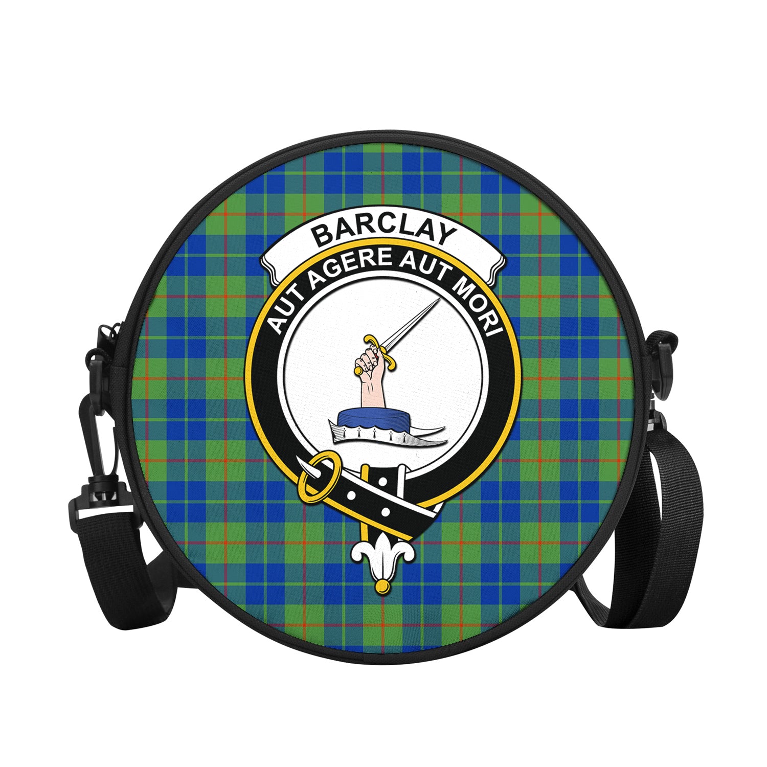 Barclay Hunting Ancient Tartan Round Satchel Bags with Family Crest - Tartanvibesclothing