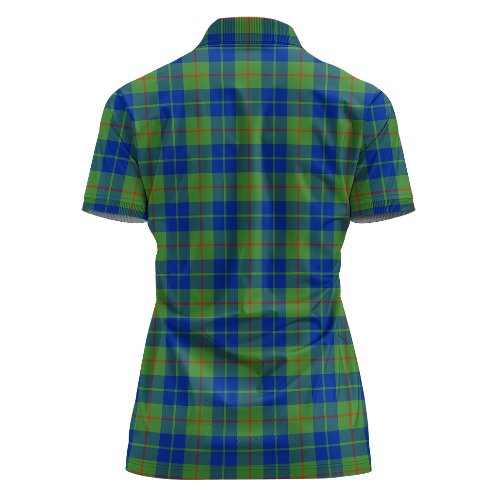 Barclay Hunting Ancient Tartan Polo Shirt with Family Crest For Women - Tartanvibesclothing