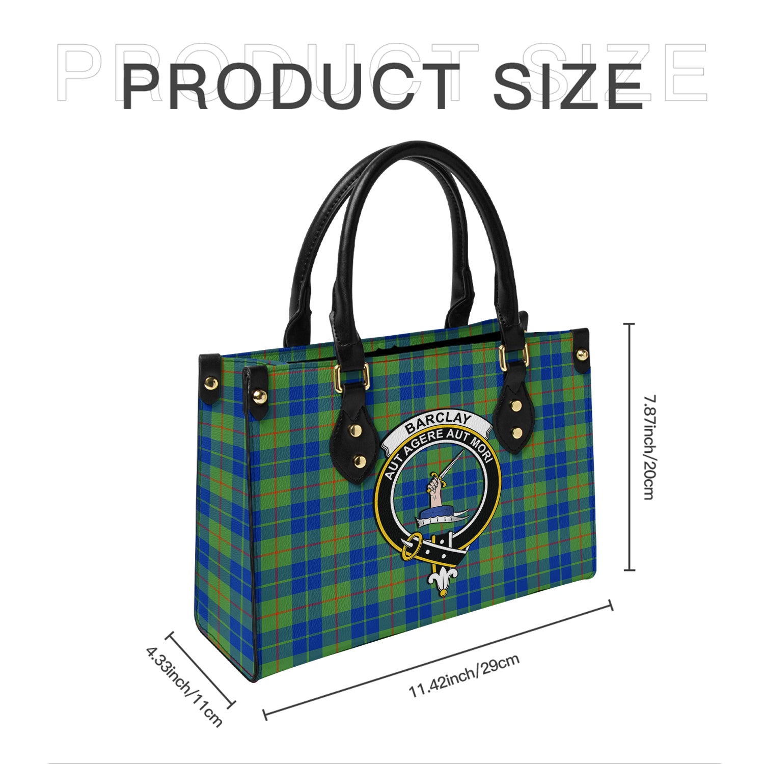 Barclay Hunting Ancient Tartan Leather Bag with Family Crest - Tartanvibesclothing