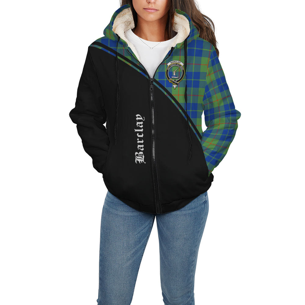 Barclay Hunting Ancient Tartan Sherpa Hoodie with Family Crest Curve Style - Tartanvibesclothing