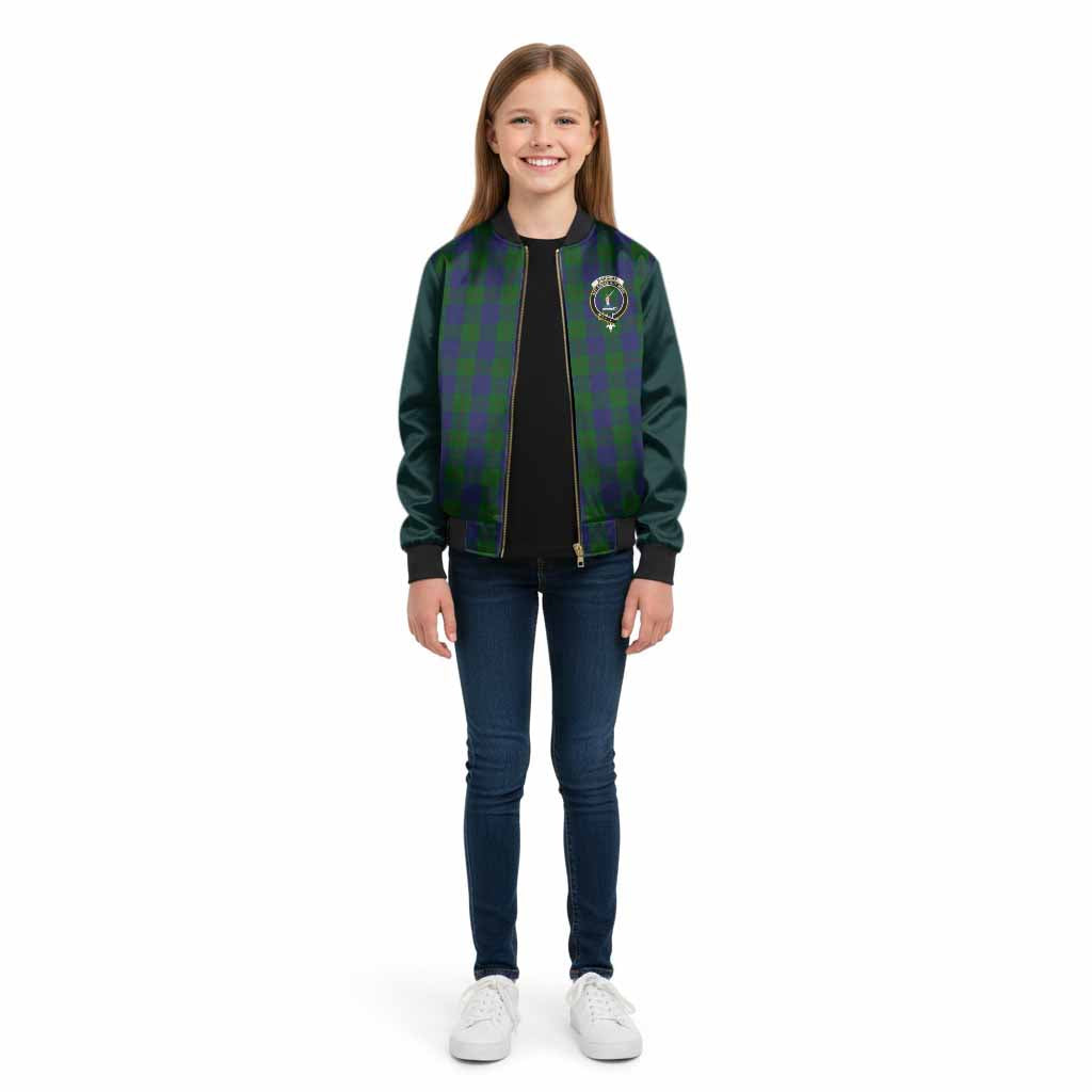 Barclay Tartan Accent Kid Bomber Jacket with Family Crest