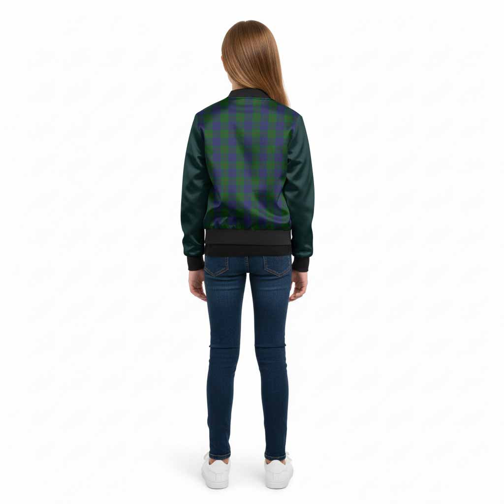 Barclay Tartan Accent Kid Bomber Jacket with Family Crest