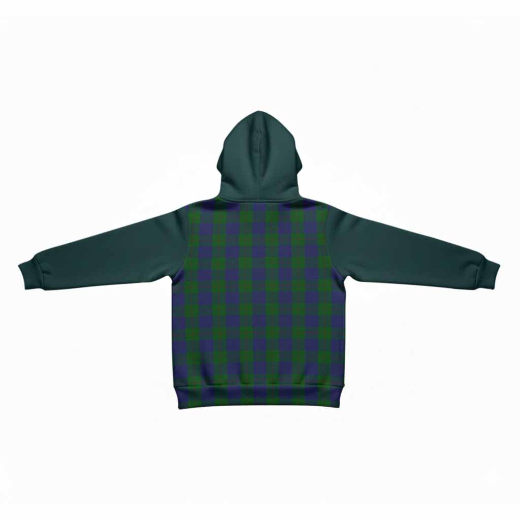 Barclay Tartan Accent Kid Hoodie with Family Crest