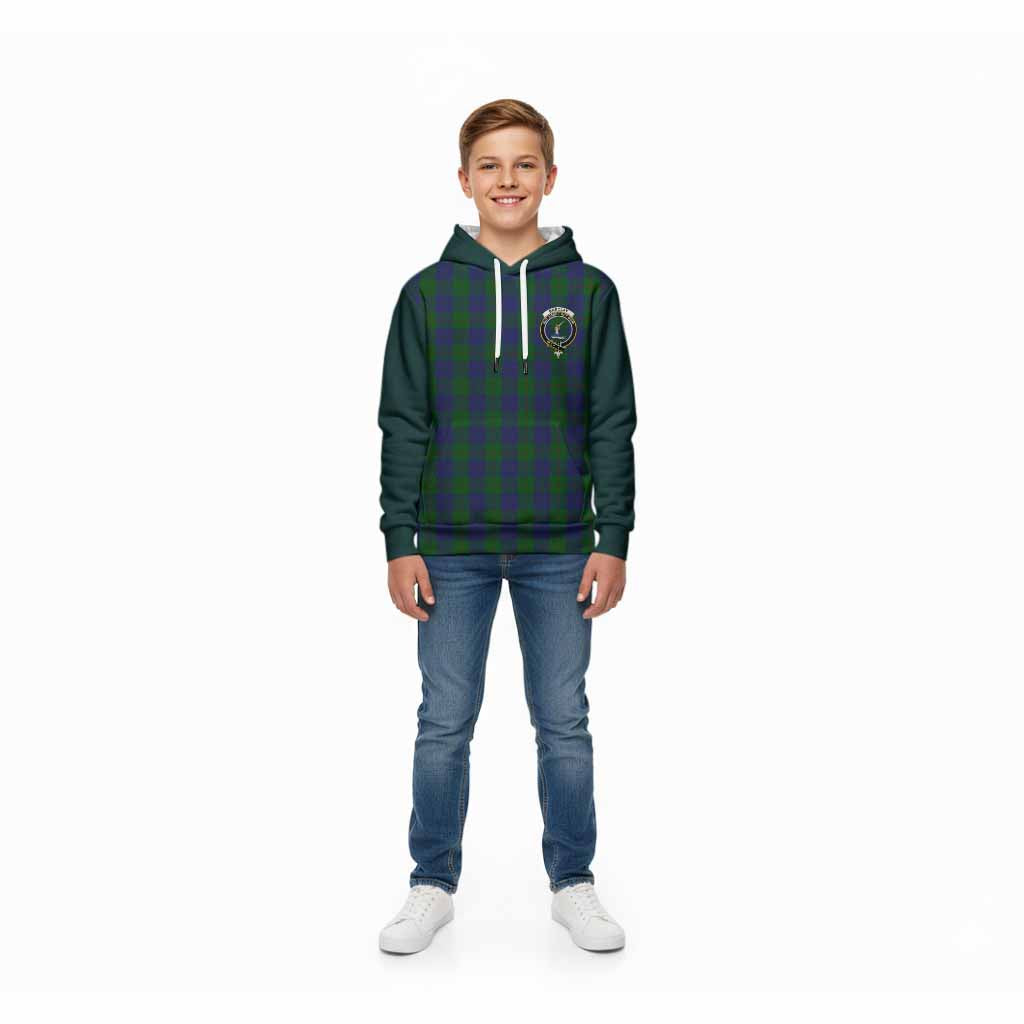 Barclay Tartan Accent Kid Hoodie with Family Crest