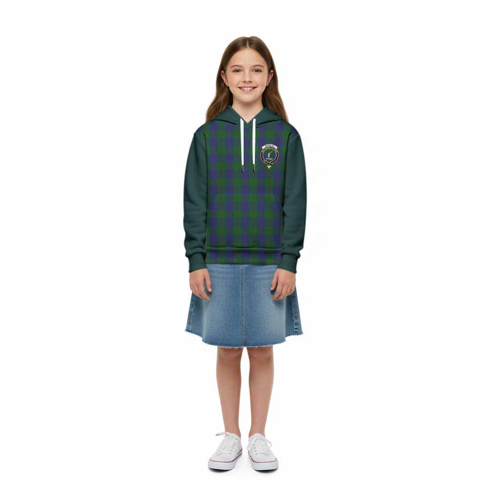 Barclay Tartan Accent Kid Hoodie with Family Crest