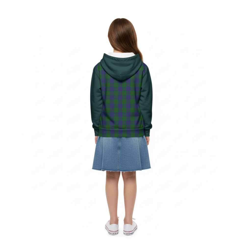 Barclay Tartan Accent Kid Hoodie with Family Crest