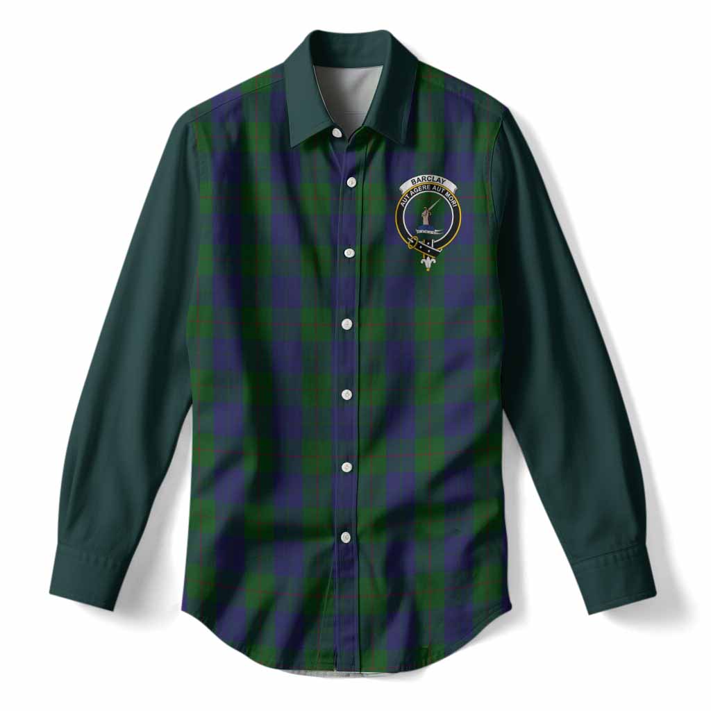 Barclay Tartan Accent Women Casual Shirt with Family Crest
