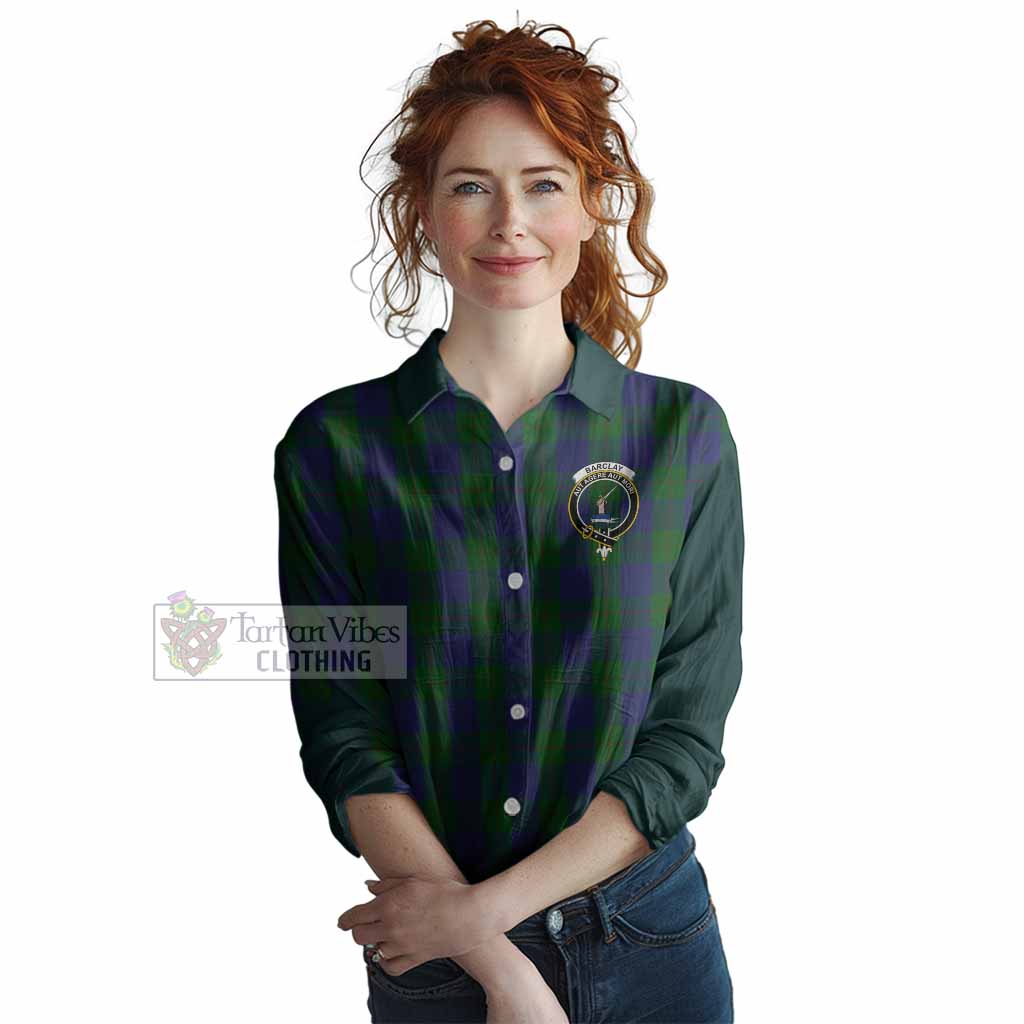 Barclay Tartan Accent Women Casual Shirt with Family Crest