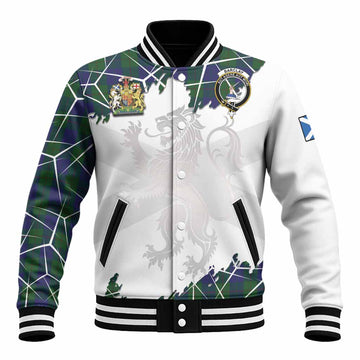 Barclay Tartan Baseball Jacket with Family Crest and Lion Rampant Grunge Style