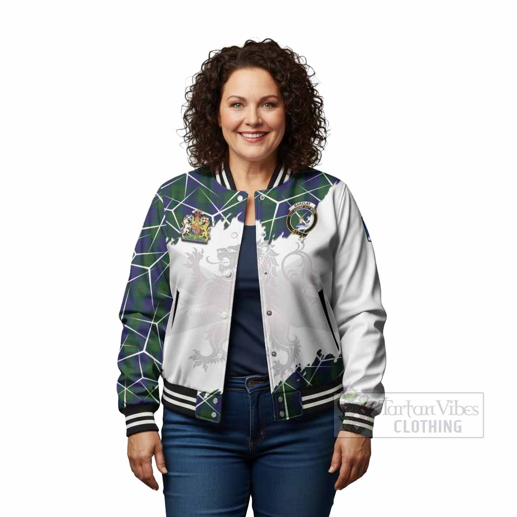 Barclay Tartan Baseball Jacket with Family Crest and Lion Rampant Grunge Style