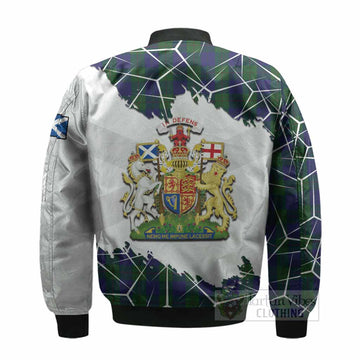 Barclay Tartan Bomber Jacket with Family Crest and Lion Rampant Grunge Style