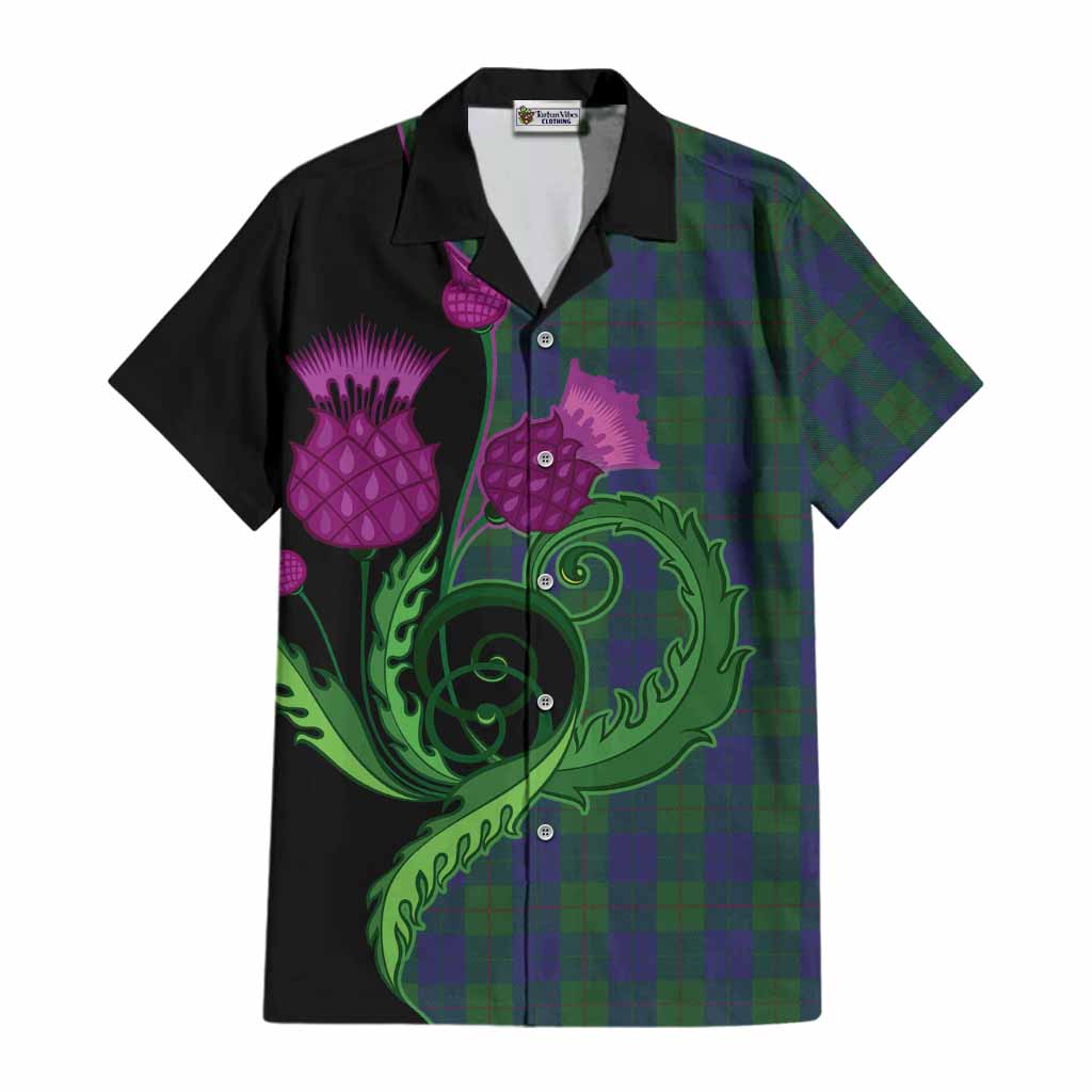 Barclay Tartan Cotton Hawaiian Shirt Traditional Scottish Thistle