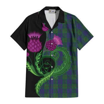 Barclay Tartan Cotton Hawaiian Shirt Traditional Scottish Thistle