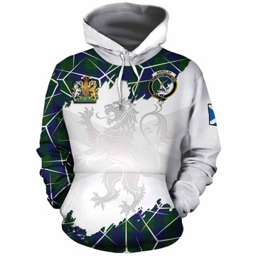 Barclay Tartan Cotton Hoodie with Family Crest and Lion Rampant Grunge Style