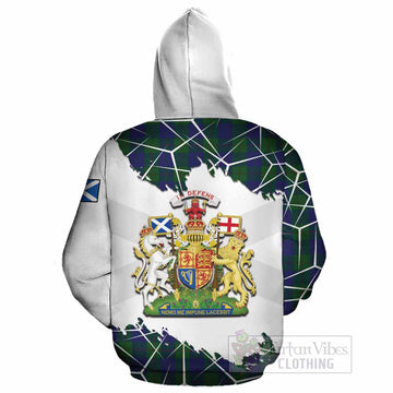 Barclay Tartan Cotton Hoodie with Family Crest and Lion Rampant Grunge Style
