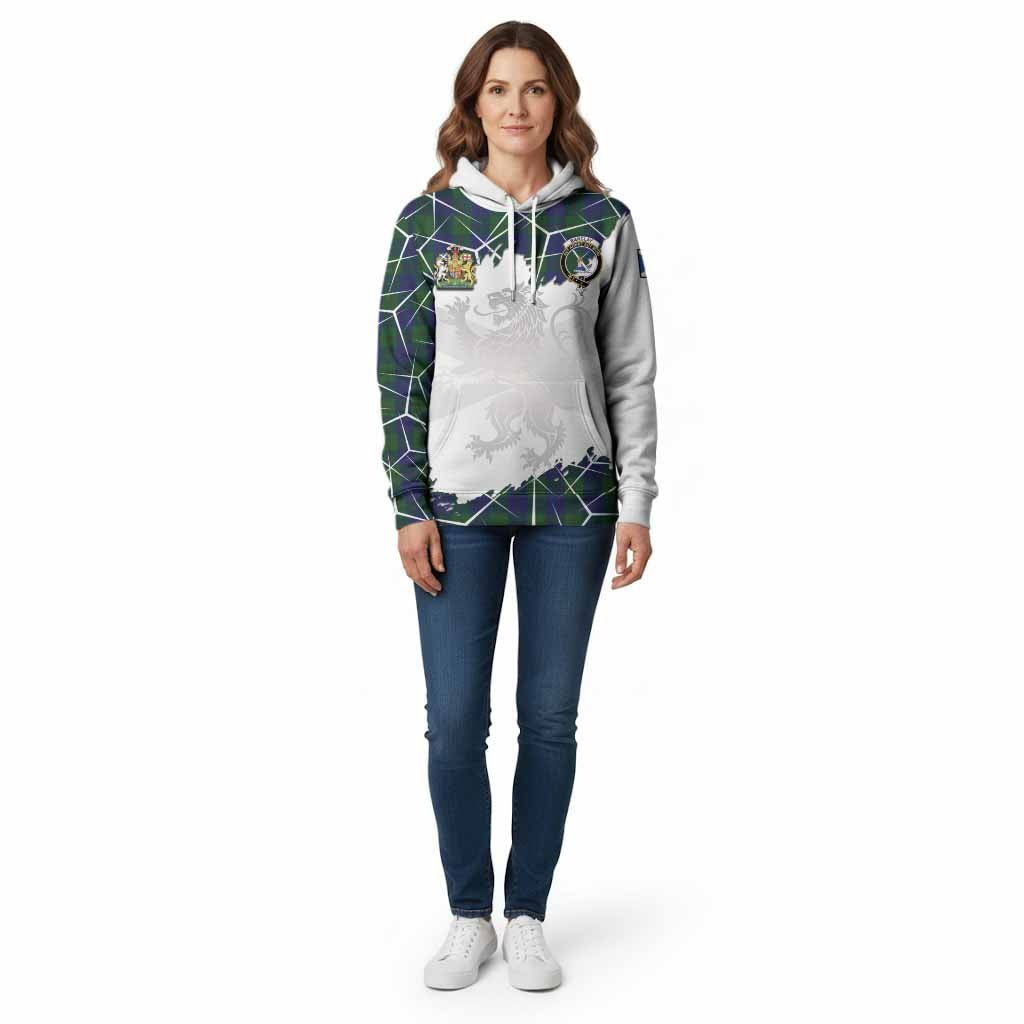 Barclay Tartan Cotton Hoodie with Family Crest and Lion Rampant Grunge Style