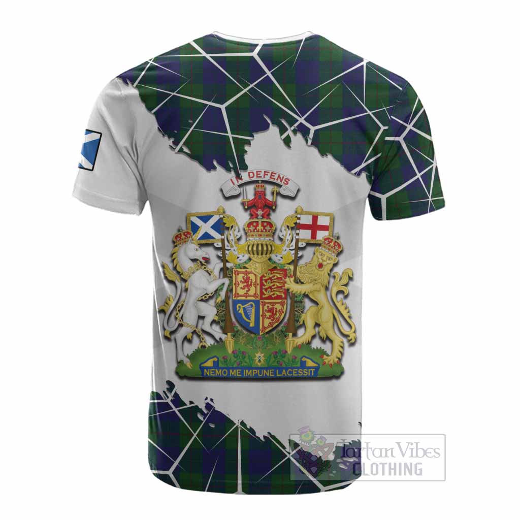 Barclay Tartan Cotton T-shirt with Family Crest and Lion Rampant Grunge Style