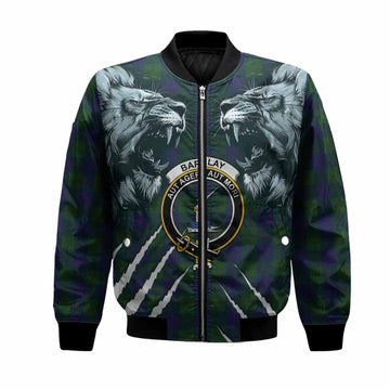 Barclay Tartan Crest Bomber Jacket Ferocious Lion Style