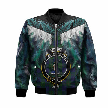 Barclay Tartan Crest Bomber Jacket New Zealand Maori Korowai Cloak