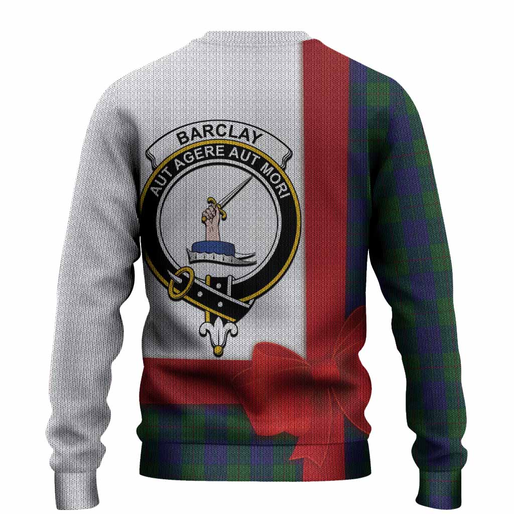 Barclay Tartan Crest Christmas Christmas Ugly Sweater Highland Cow Bagpipes Coquette Bow Style